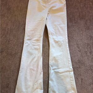 Cream Flare Wide Leg Jeans